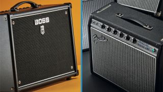 Boss Katana amp next to a Fender Princeton Reverb amp