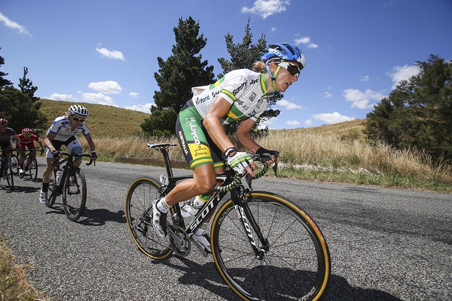 Katrin Garfoot was getting active staying near the front