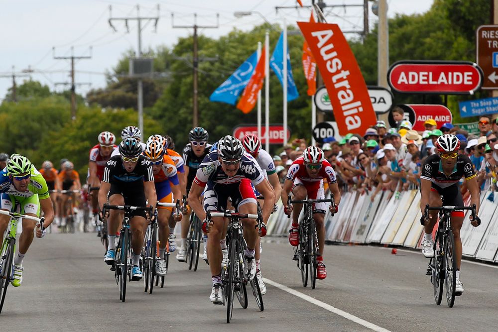 Andre Greipel adds another Tour Down Under stage win in 2012.