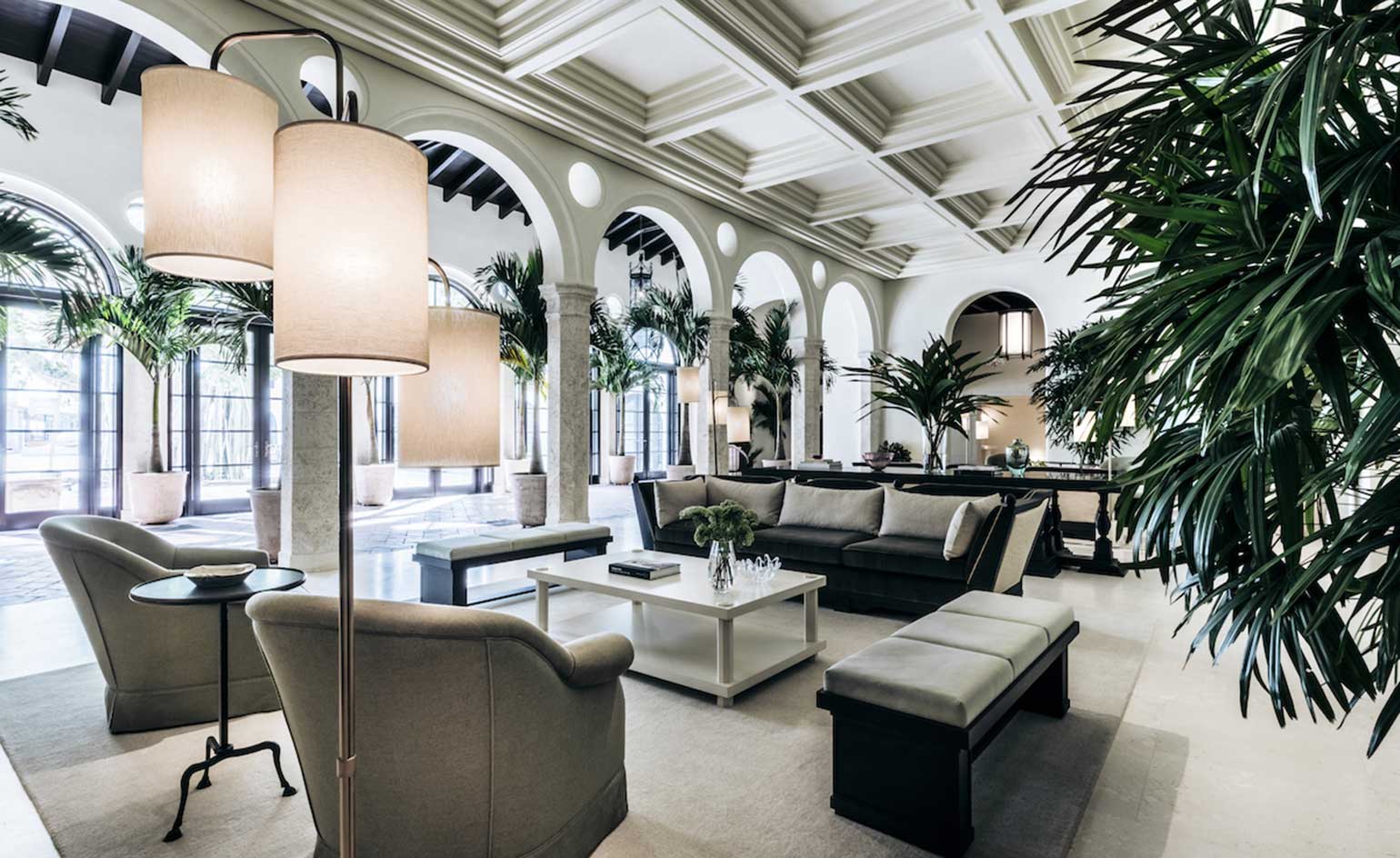 Plants, tables and chairs