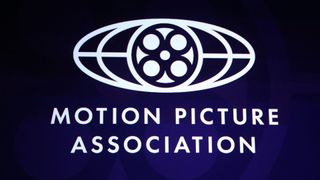 The Motion Picture Association (MPA) logo is displayed on screen during "State of Industry" presentation at The Colosseum at Caesars Palace at CinemaCon 2025 in Las Vegas, Nevada, on April 1, 2025. 