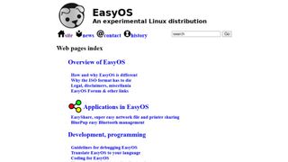 EasyOS website screenshot