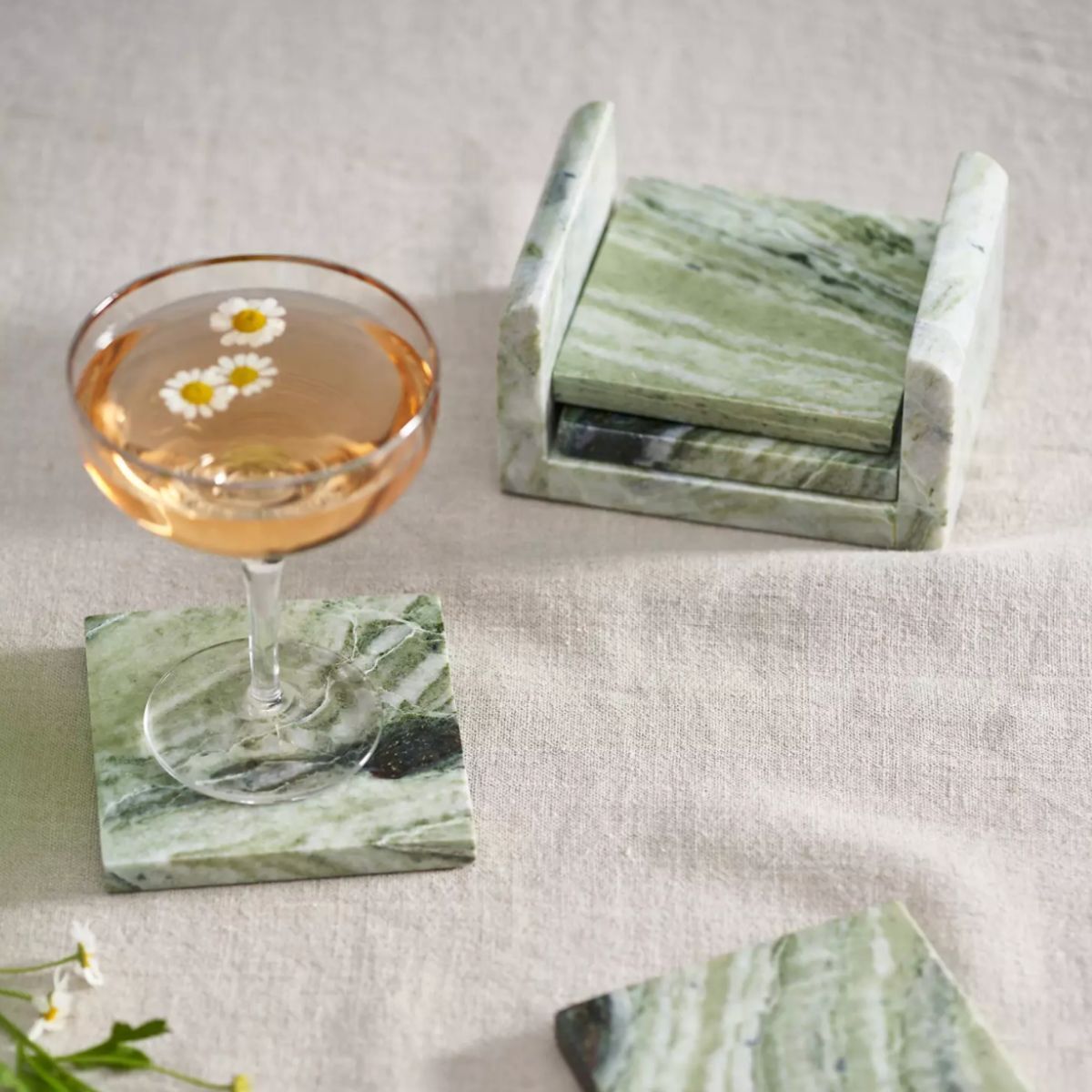 Green marble coasters