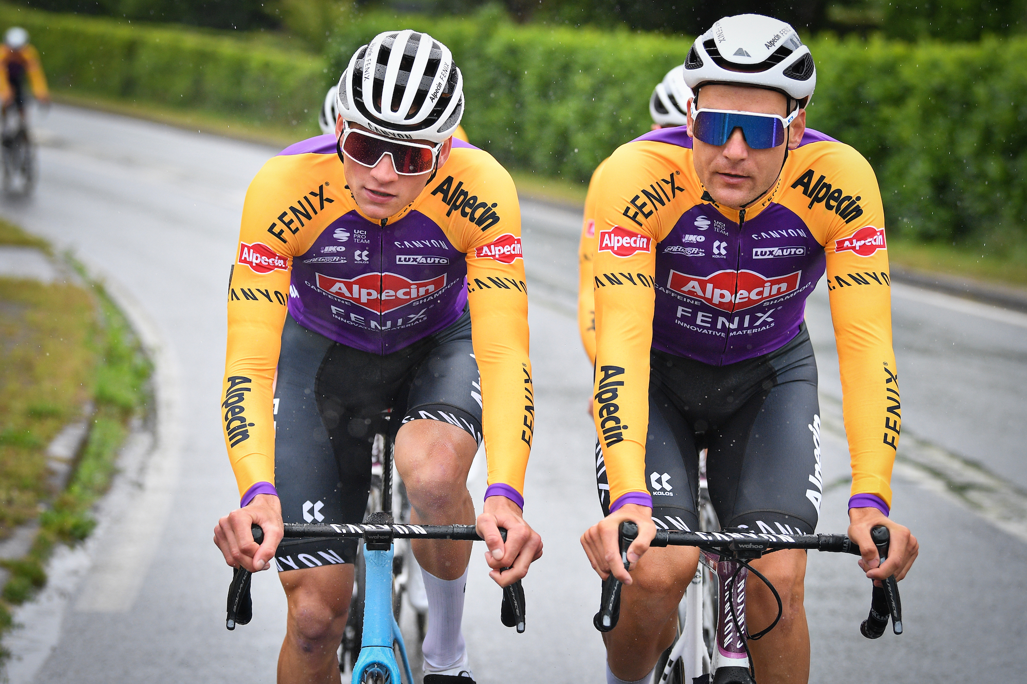 ETTEN-LEUR - World champion Mathieu van der Poel during the Pro Cycling  Tour Etten-Leur. Van der Poel shows for the first time his rainbow jersey  that he won during the World Cycling