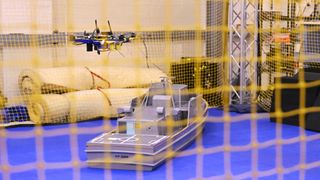 Drone landing on ship
