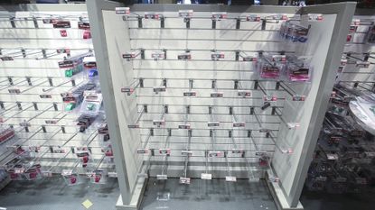 An empty shelf at a store 