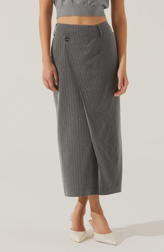 Pinstripe Asymmetric Waist Skirt