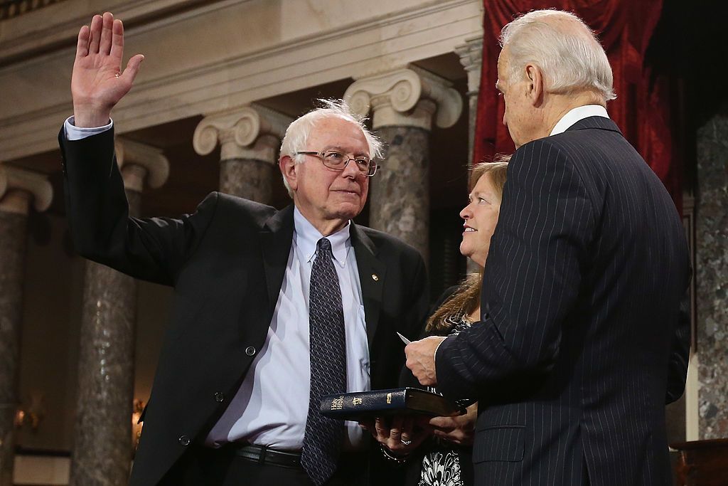 Bernie Sanders, Jane Sanders, and Joe Biden.