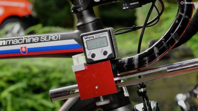 Checking the angle of a rider's drops
