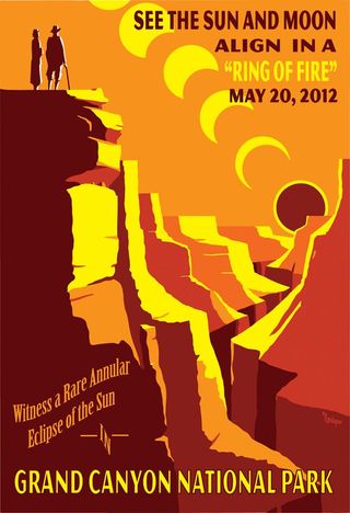 This poster from the National Parks Service invites skywatchers to view the annular solar eclipse on May 20, 2012 from the Grand Canyon.