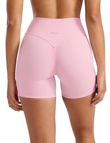 Ingia No Front Seam Scrunch Biker Shorts 5'' Milk Pink Small