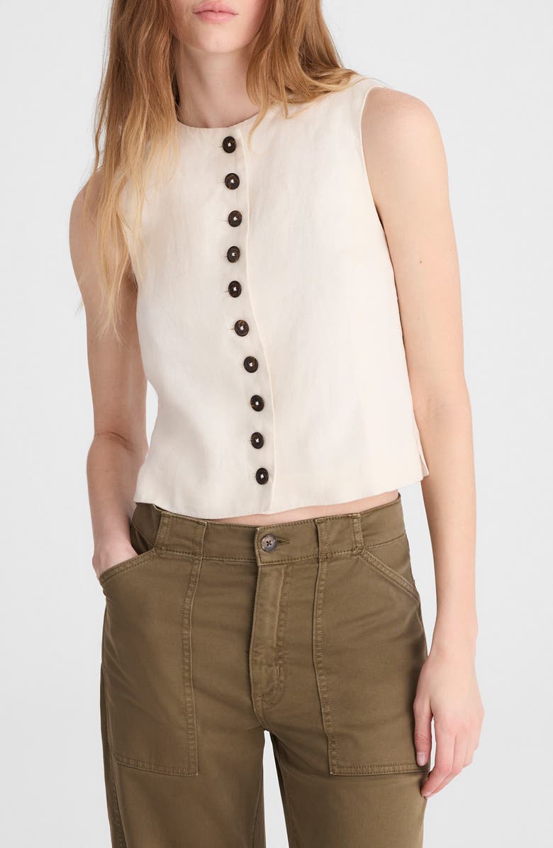 Button Front Linen Shell Top