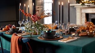 Christmas dinner table in green by John Lewis & Partners