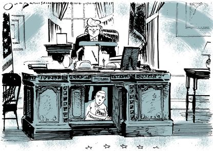 Political cartoon U.S. President Donald Trump Mike Pence