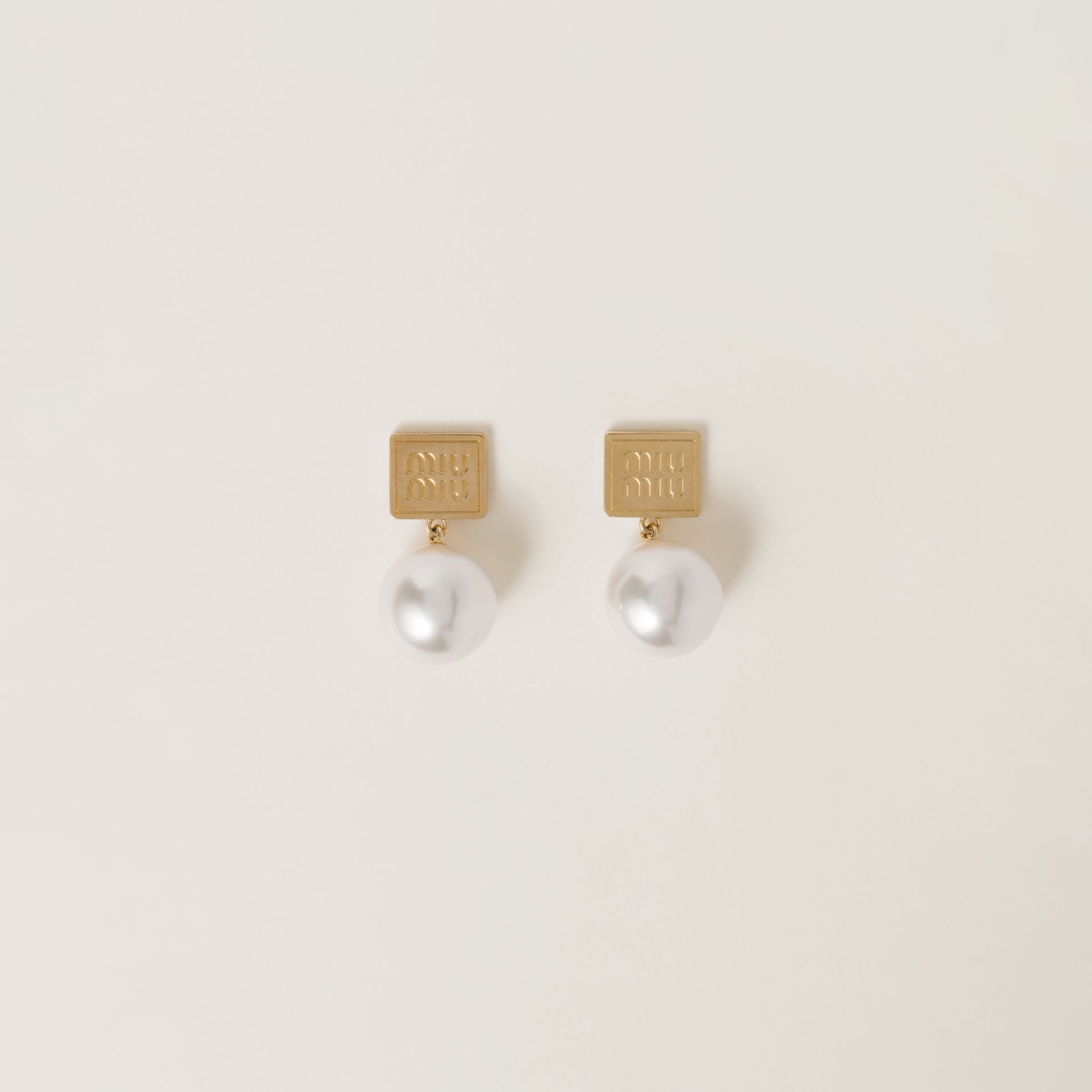 Metal and Synthetic Pearl Earrings