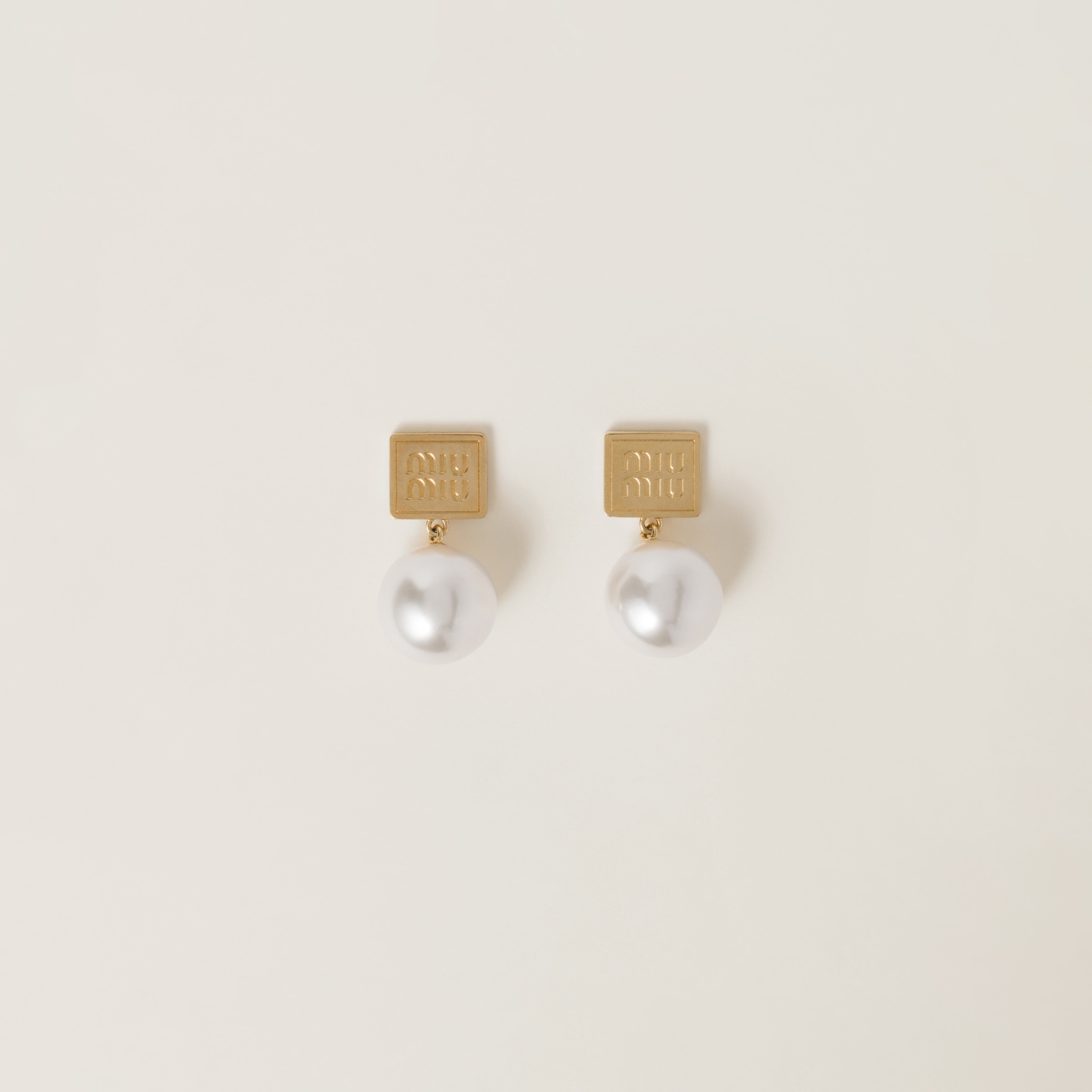 Metal and Synthetic Pearl Earrings