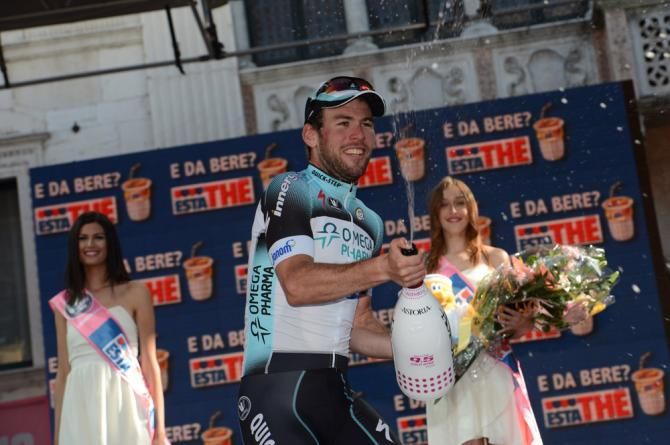 Stage 21 winner Mark Cavendish (Omega Pharma-QuickStep) has had plenty of practice uncorking champagne bottles during this Giro as well as his overall career