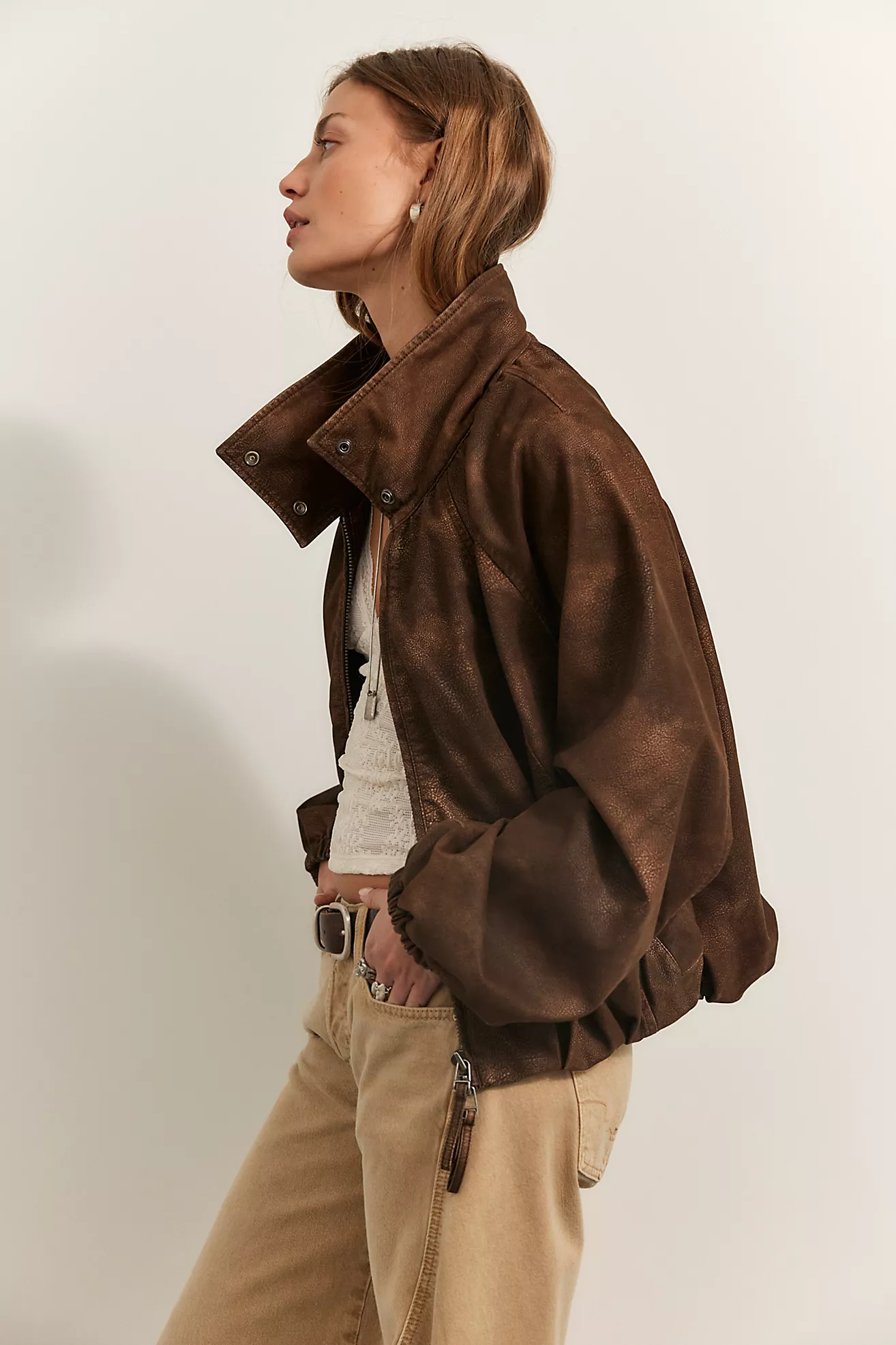 We the Free Chelsea Vegan Suede Funnel-Neck Jacket