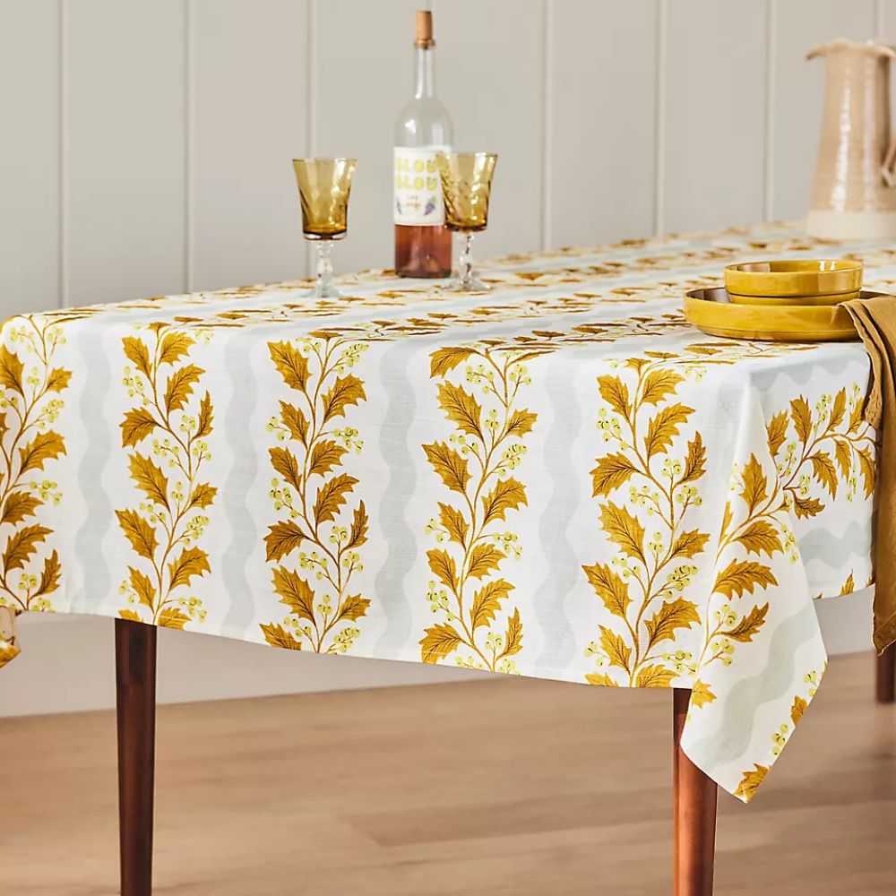 Mae Gold Cotton Tablecloth