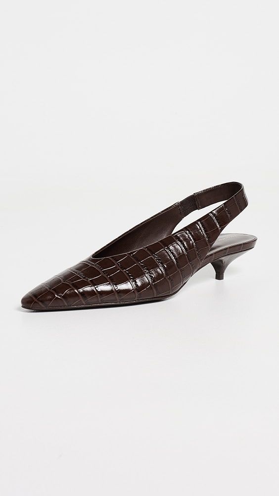 Calista Slingback Heels - Chocolate Croc