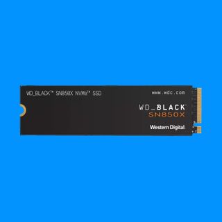 The best overall gaming SSD, the WD Black SN850X, on a blue background.