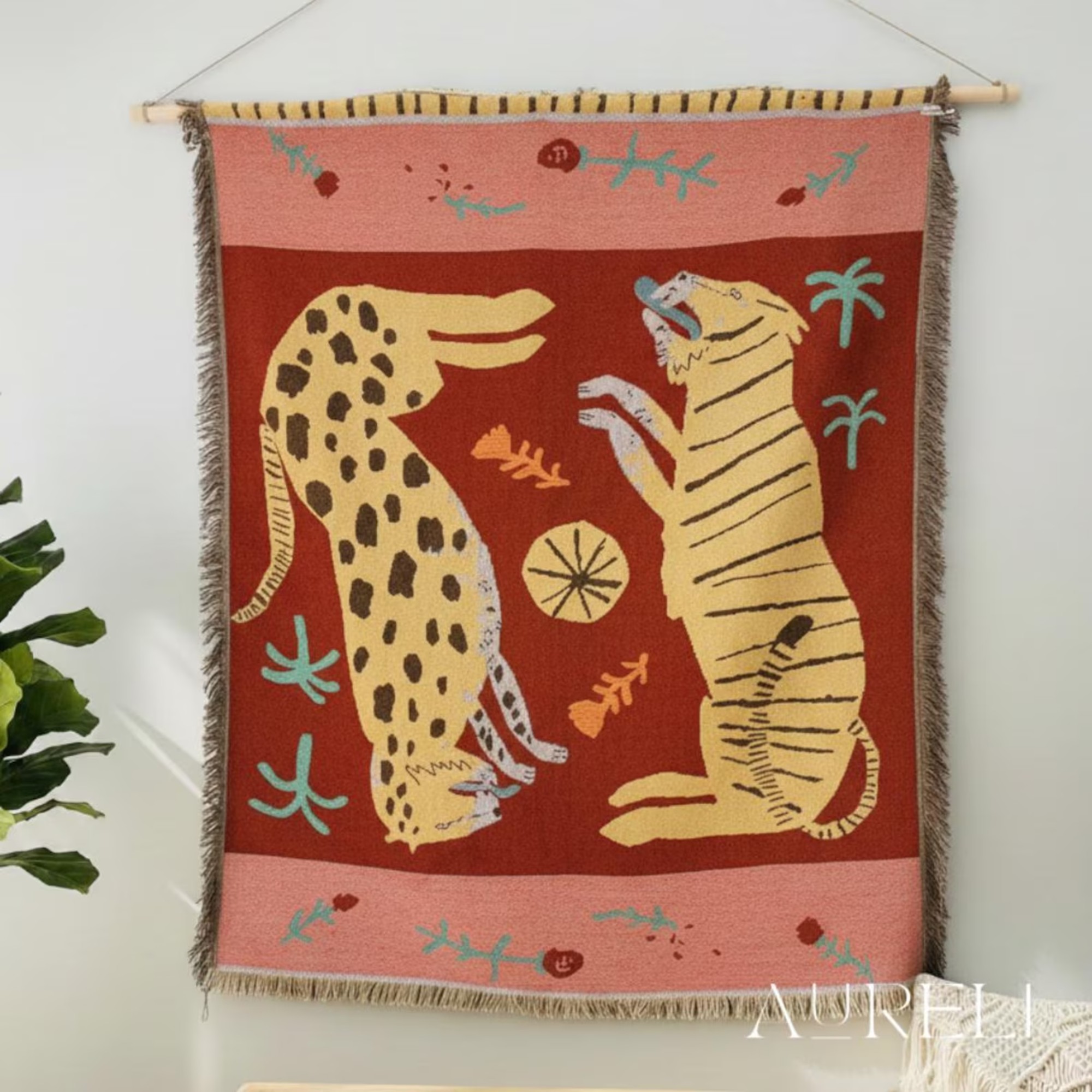 Aureli Tiger &amp;amp; Leopard Woven Tapestry