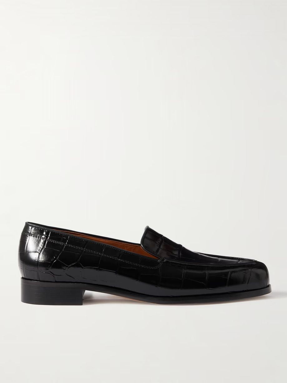 EMME PARSONS, Danielle croc-effect patent-leather loafers
