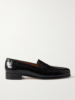 EMME PARSONS, Danielle croc-effect patent-leather loafers