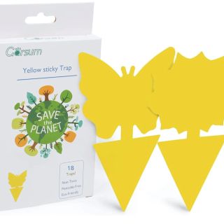 yellow floral and butterfly-shaped Fruit Fly Sticky Traps