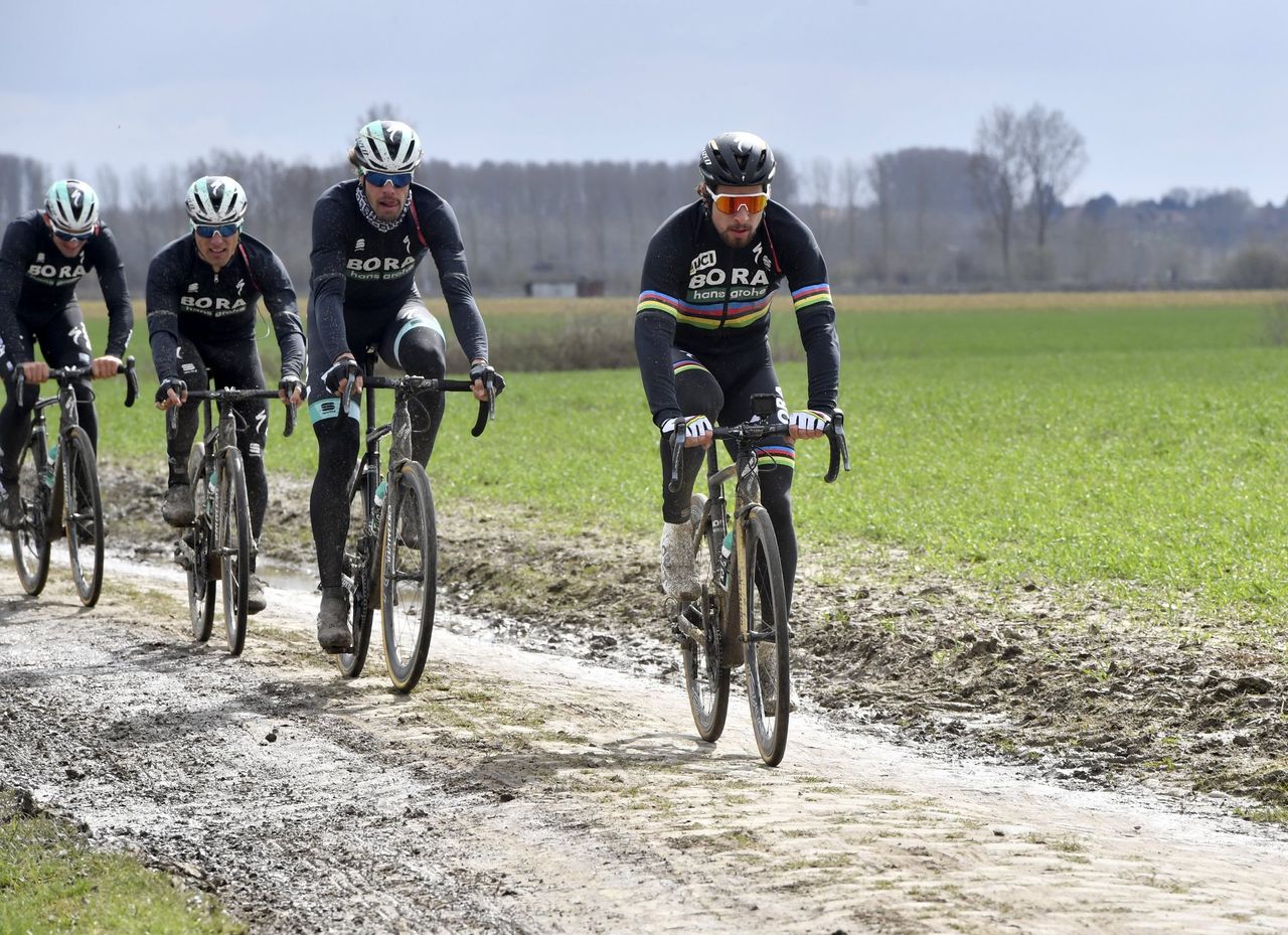 Peter Sagan leads his teammates