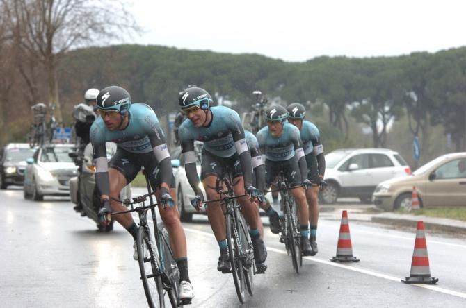Omega Pharma-Quick Step en route to victory in the opening team time trial stage.