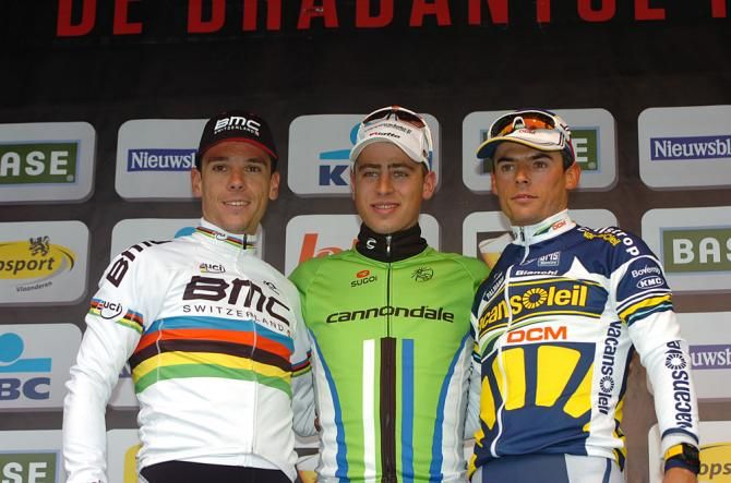The podium: Peter Sagan, Philippe Gilbert and Bjorn Leukemans