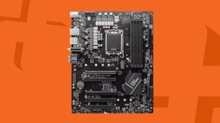 MSI PRO B760-VC WIFI IV ProSeries Motherboard on an orange background