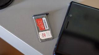 Galaxy Note 9 with a microSD card