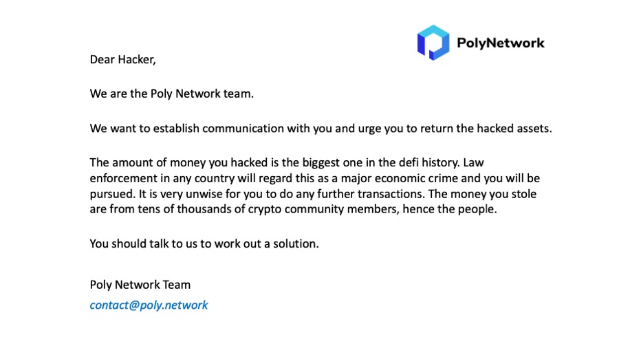 Poly Network Hacking Statement