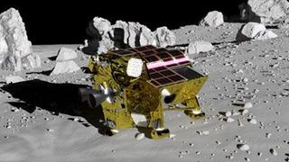 An illustration of Japan's SLIM lander on the moon.