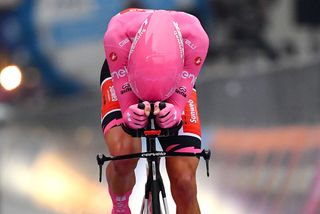 MILANO ITALY OCTOBER 25 Jai Hindley of Australia and Team Sunweb Pink Leader Jersey Disappointment during the 103rd Giro dItalia 2020 Stage 21 a 157km Individual time trial from Cernusco sul Naviglio to Milano ITT girodiitalia Giro on October 25 2020 in Milano Italy Photo by Stuart FranklinGetty Images