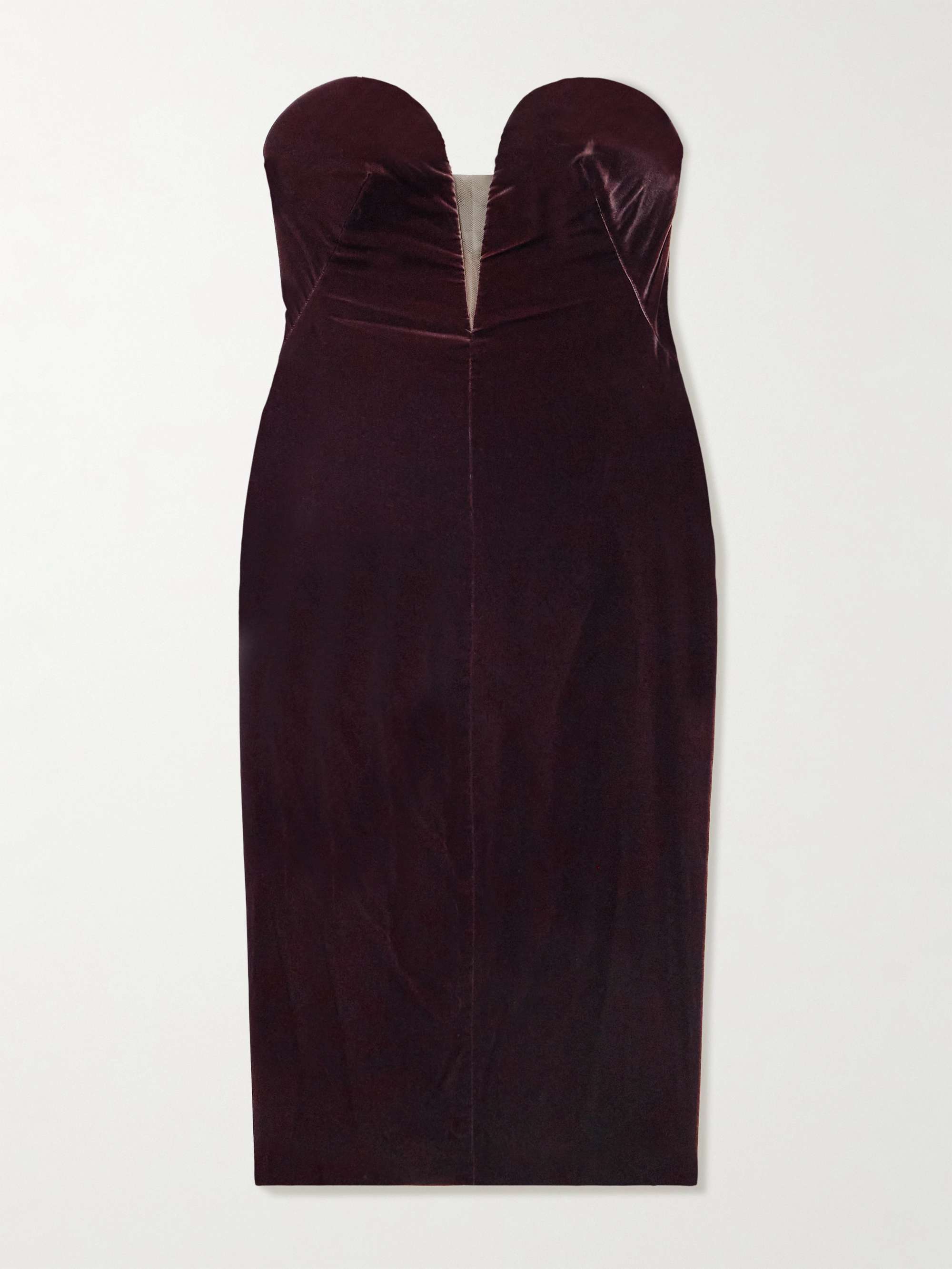 Strapless Velvet Midi Dress