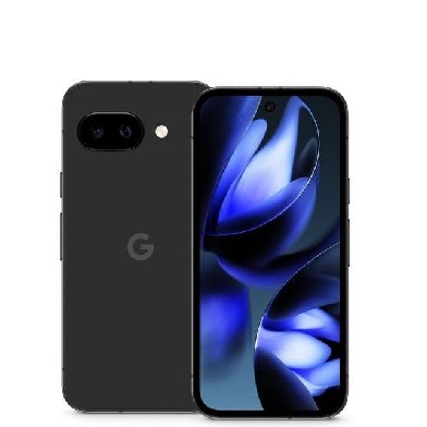 Product shot of Google Pixel 9a smartphone front and rear