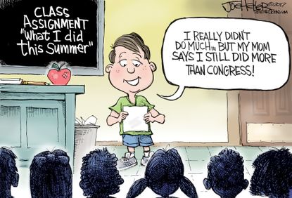 Political cartoon U.S. Congress summer vacation