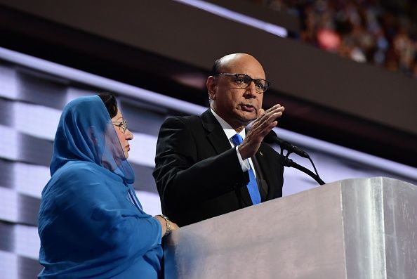 Khizr Khan, accompanied by his wife Ghazala Khan.