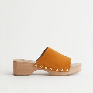 & Other Stories Studded Suede Wooden Clogs