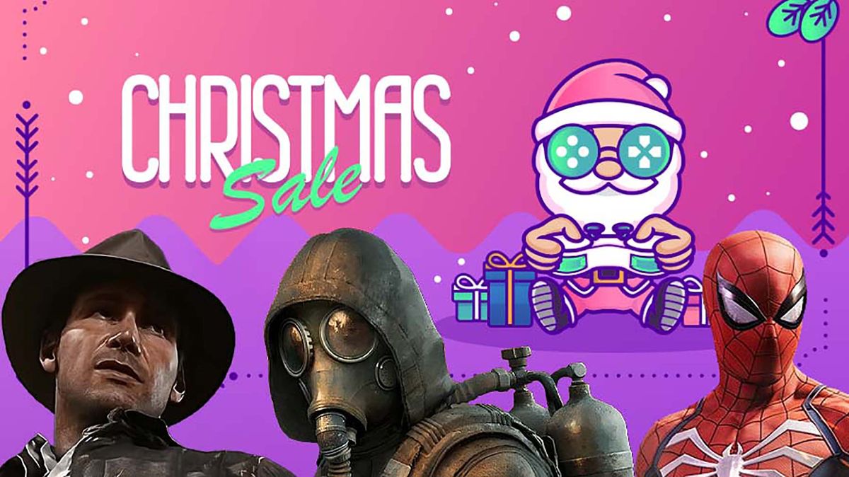 CDKeys Christmas Sale with Indiana Jones, STALKER 2 character, and Spider-Man. 