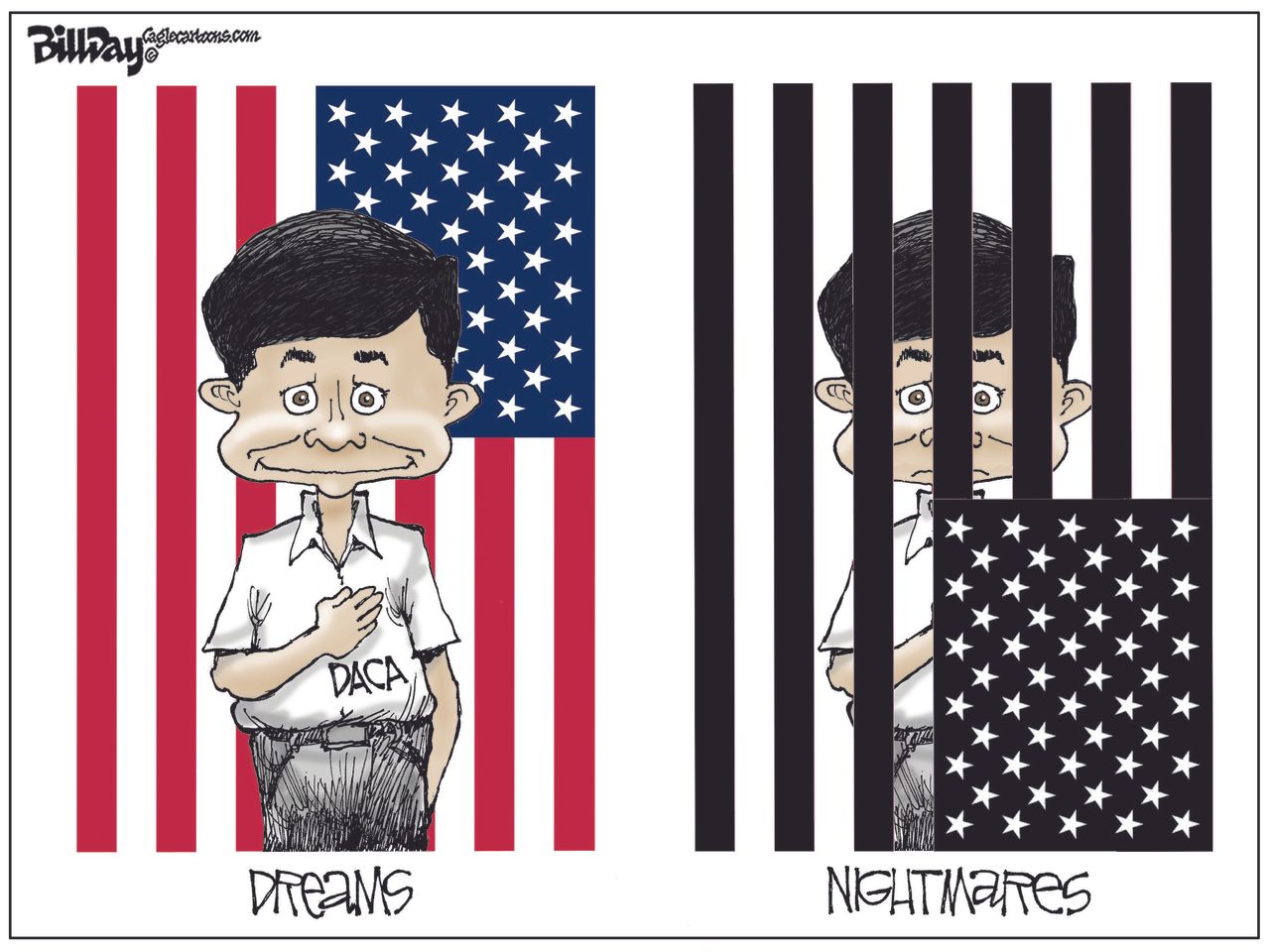 Political cartoon U.S. DACA immigration