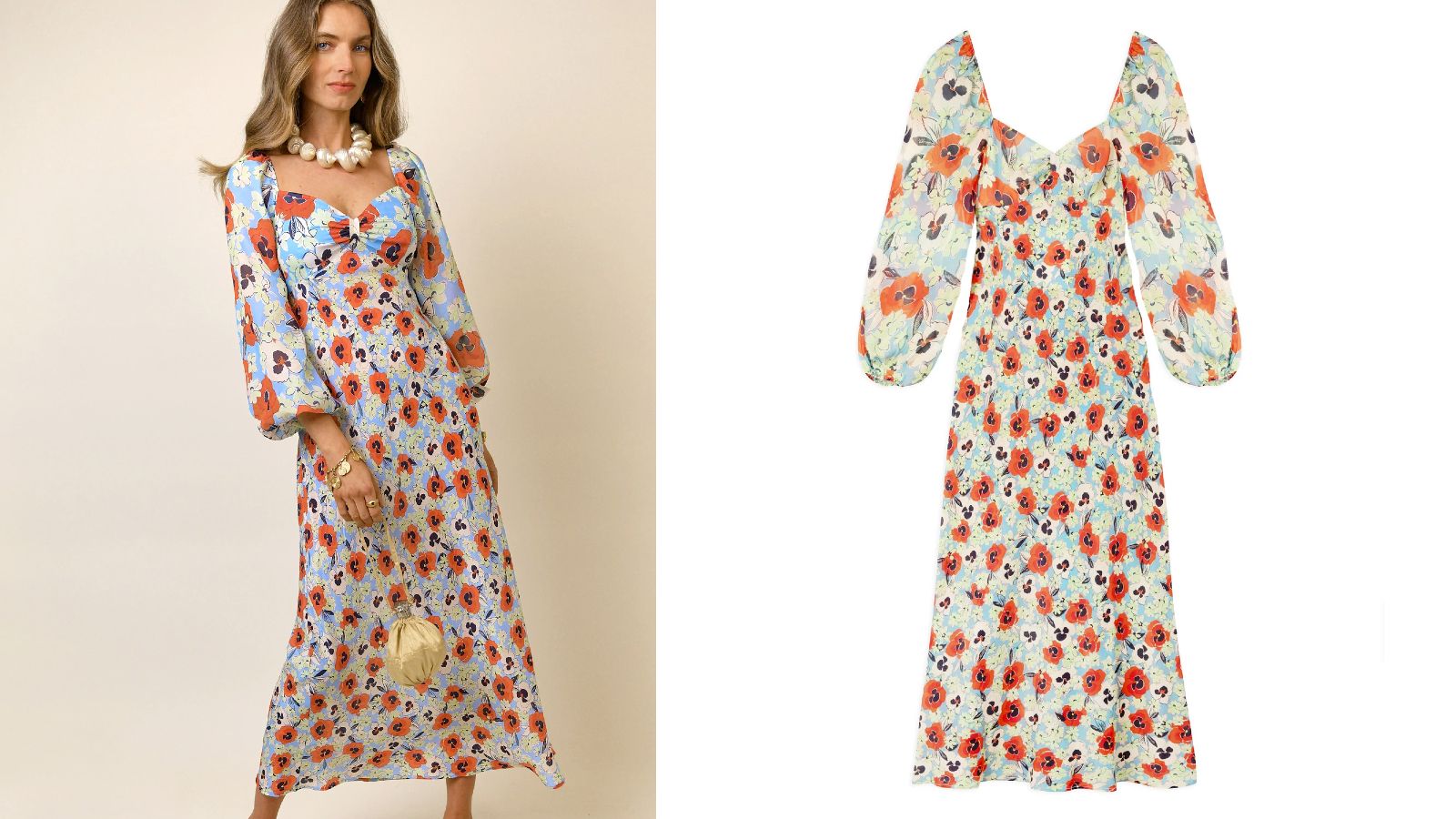 Rixo Gio Sweetheart Neckline Midi Dress