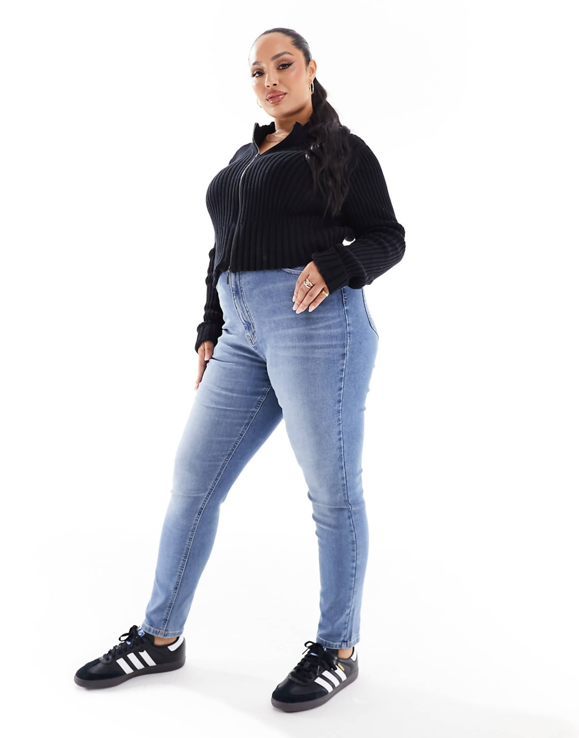 Jeans Asos Design Curve Ultimate Skinny em Azul Médio