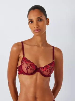 And/or Alexis Fruity Floral Embroidered Lace Bra, Red