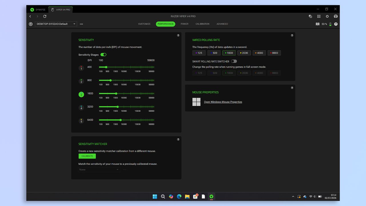 Razer Viper V4 Pro customization through Razer Synapse 4