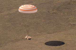 Russia’s Soyuz MS-17 spacecraft lands in Kazakhstan from the International Space Station with cosmonauts Sergey Ryzhikov and Sergey Kud-Sverchkov of Roscosmos and NASA astronaut Kate Rubins on Saturday, April 17, 2021.