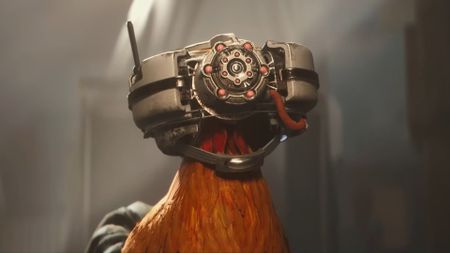 Arc Raiders chicken Scrappy in machine helmet